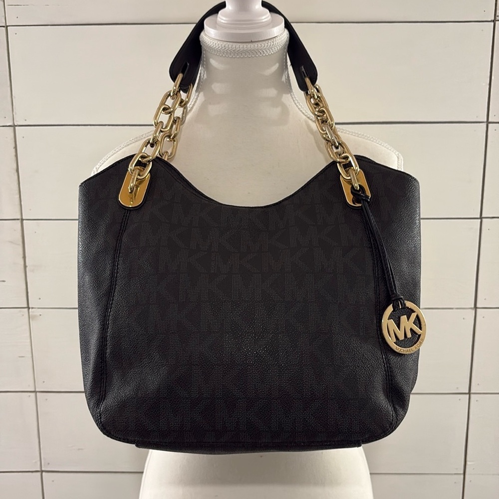 Michael Kors Black Shoulder Bag with Gold Hardware